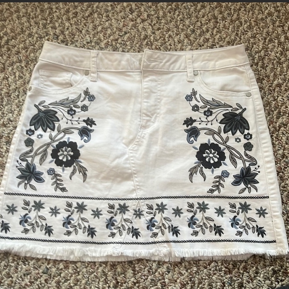 White Embroidered Altard State Skirt